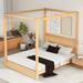 Canopy Platform Bed with Headboard and Support Legs, Modern Design Solid Pine Wood Bedframe, Can Be Freely Decorated