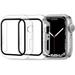 Case Compatible with Apple Watch Series 8/7 45mm with HD Glass Screen Protector 2 Pack Hard PC Cover Full Coverage Scratch Resistant Protective Touch Sensitive Slim for Apple Watch