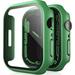 2 Pack Hard Case Compatible for Apple Watch Series 7/8 41mm Built in 9H Tempered Glass Screen Protector [Touch Sensitive] [HD Clear] Slim Bumper [Full Protection] Cover for iWatch 41mm-Green