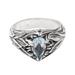 Leafy Style,'Sterling Silver Ring with Blue Topaz & Leaf Motif from Bali'