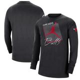 Men's Jordan Brand Black Chicago Bulls Courtside Max 90 Vintage Wash Statement Edition Long Sleeve T-Shirt