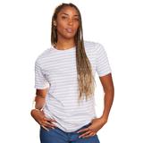 Plus Size Women's Short-Sleeve Crewneck One + Only Tee by June+Vie in Heather White Stripes (Size 14/16)