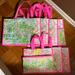 Lilly Pulitzer Bags | Lilly Pulitzer Reusable Bags. 3 Small And 4 Medium | Color: Green/Pink | Size: 3 Small And 4 Medium Bags