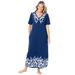 Plus Size Women's Knit Zip Long Lounger by Dreams & Co. in Evening Blue Meadow Floral (Size L)