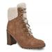 Nine West Shoes | Nine West Cognac Faux Suede Cream Shearling Fur Lined Ankle Boots - Us 9 | Color: Cream | Size: 9