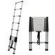 Telescopic Ladder 3.8M Multi-Purpose Stainless Steel Telescoping Ladders Extension Portable Collapsible Ladder Foldable Ladder for Household Daily or Hobbies, 330lbs Capacity
