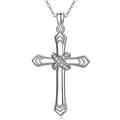 18k Gold Plated Sterling Silver Round Diamond Cross Necklace for Women,Cross pendant necklace 18+2'', Gold Plated, Diamond