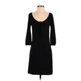 White House Black Market Casual Dress - Sweater Dress Boatneck 3/4 Sleeve: Black Solid Dresses - Women's Size 2X-Small