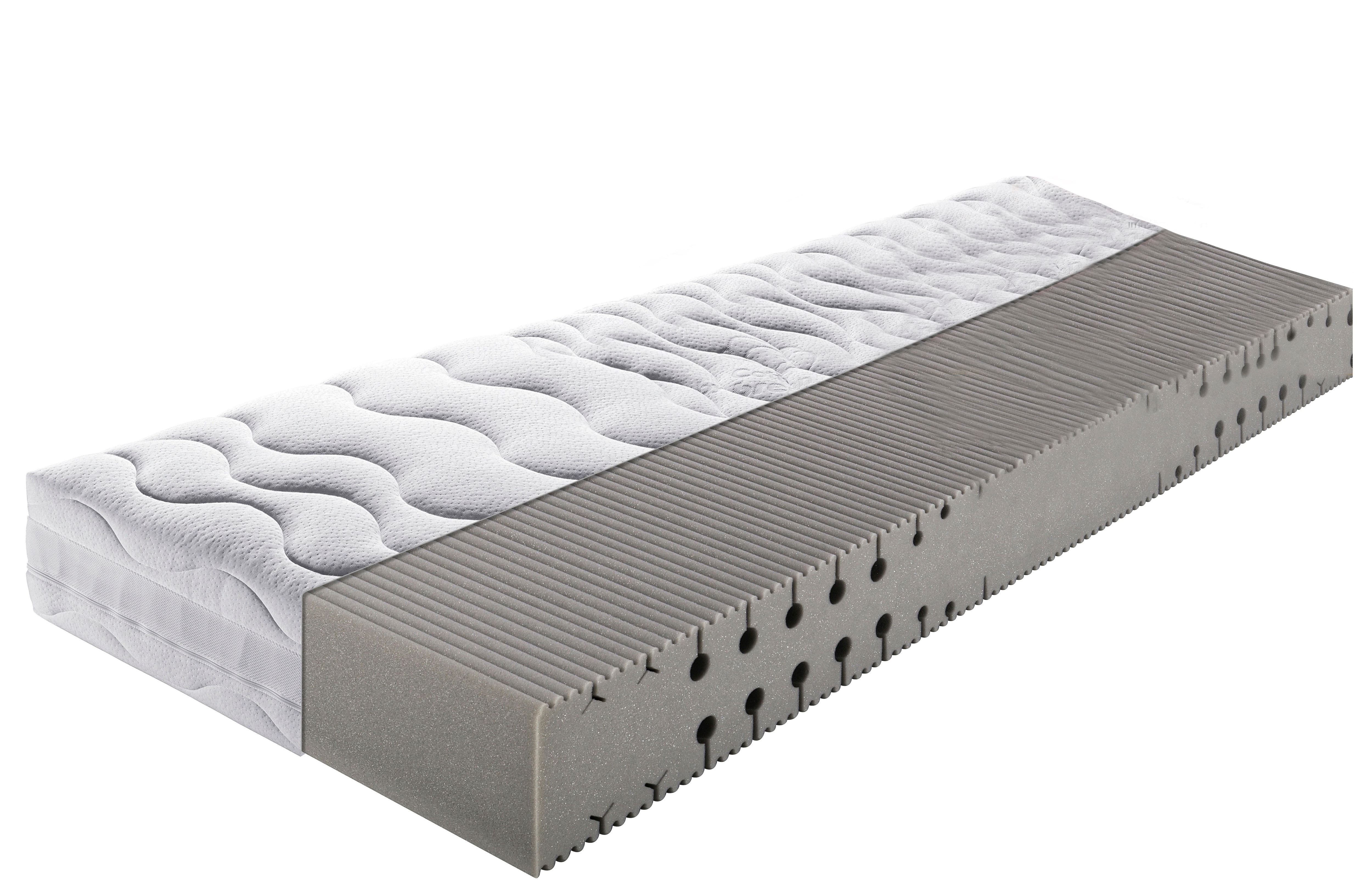 Kaltschaummatratze BRECKLE "Pro Body S 592, 7 Zonen Matratze 90x200 cm, 140x200 cm", weiß, B:100cm H:22cm L:200cm, Bezug: 56% Polyester, 44% Baumwolle. Steppfüllung: 100% Polyester, Matratzen, & weitere Größen, Matratze H2/H3/H4, ergonomisch,...