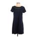 As U Wish Casual Dress - Shift Crew Neck Short sleeves: Blue Print Dresses - Women's Size Small