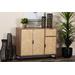 Baxton Studio Josephine Mid-Century Modern Transitional Two-Tone Walnut and Natural Brown Finished Wood and Black Metal 3-Door Sideboard - Wholesale Interiors ANN-2013-Natural/Brown-Cabinet