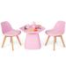 Costway Wooden Kids Activity Table and Chairs Set with Padded Seat-Pink