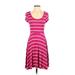 Old Navy Casual Dress - A-Line Scoop Neck Short sleeves: Pink Print Dresses - Women's Size X-Small