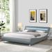 Queen Faux Leather Upholstered Platform Bed Frame with led lighting and Curve Design