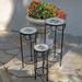 "Marisol" Set of 3 Round Nesting Iron Mosiac Plant Stands - 11.81X11.81X27.17