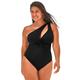 Plus Size Women's Twist One Shoulder Adjustable Strap One Piece Swimsuit by Swimsuits For All in Black (Size 10)