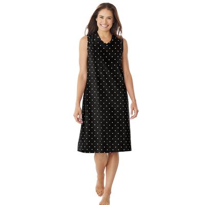 Plus Size Women's Short Sleeveless Sleepshirt by Dreams & Co. in Black Dot (Size M/L) Nightgown