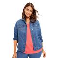 Plus Size Women's Essential Denim Jacket by June+Vie in Medium Wash (Size 30 W)