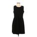 MNG Casual Dress - Sheath Scoop Neck Sleeveless: Black Print Dresses - Women's Size 8