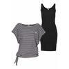 Jerseykleid KANGAROOS, Damen, Gr. 32/34 (XS), N-Gr, schwarz-weiß (schwarz, grau, weiß, gestreift), Single Jersey, Obermaterial: 60% Baumwolle, 40% Polyester. Kleid: 95% Baumwolle, 5% Elasthan, meliert, gestreift, geringelt, unifarben, casual, sehr...
