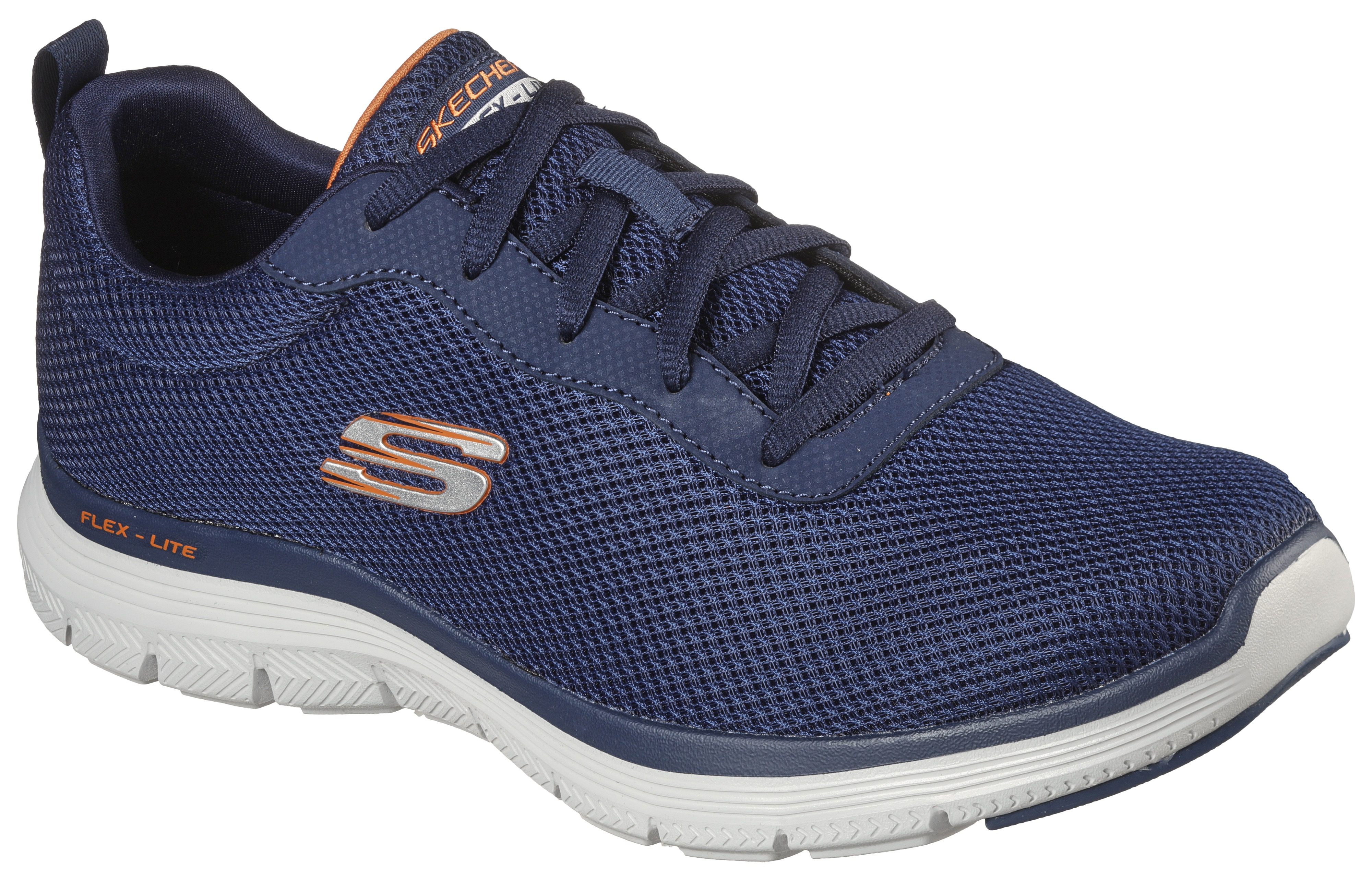 Sneaker SKECHERS "FLEX ADVANTAGE 4.0-PROVIDENCE", Damen, Gr. 43, blau (navy, kombiniert), Synthetik, Textil, Schuhe Sneaker, für Maschinenwäsche geeignet, Freizeitschuh, Halbschuh, Schnürschuh