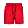 Badeshorts URBAN CLASSICS "Herren Embroidery Swim Shorts" Gr. M, US-Größen, bunt (leaf, firered, navy) Herren Badehosen Badeshorts