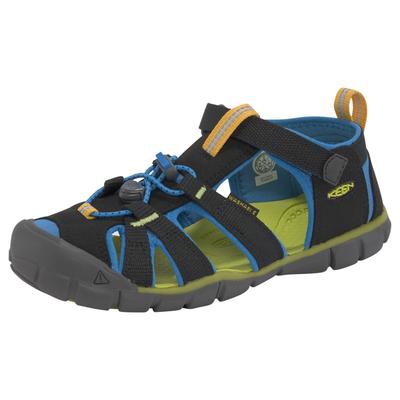 Sandale KEEN "SEACAMP II CNX", Gr. 32/33, schwarz (schwarz, lime), Synthetik, sportlich, Schuhe