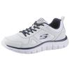 Sneaker SKECHERS "Track-Scloric", Herren, Gr. 47,5, blau (weiß, navy), Textil, Leder, sportlich, Schuhe, Freizeitschuh, Halbschuh, Schnürschuh mit Skechers Memory Foam