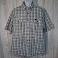 Carhartt Shirts | Carhartt Western Style Shirt Men's Xl Button-Up Short Sleeve Plaid 2 Flap Pocket | Color: Blue/Green | Size: Xl