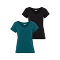 Funktionsshirt FAYN SPORTS "Double Pack Essential" Gr. 40, grün (schwarz, petrol) Damen Shirts Funktionsshirts