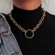 Collier avec pendentif grand cercle pour femme lien creux document en or personnalité punk