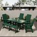 Polytrends Shoreside 6-Piece Rectangular Poly Eco-Friendly All Weather Outdoor Dining Set with Bench