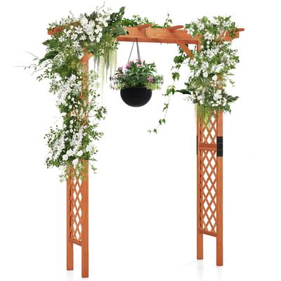 Costway Arbor Over 7FT High Wooden Garden Arch Trellis Pergola Outdoor - See Details