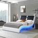 Faux Leather Upholstered Queen Platform Bed with led light,Bluetooth connection