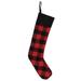 Red & Black Buffalo Check Fabric Stocking Ornament - 15"L x 7.25"W x 0.25"H