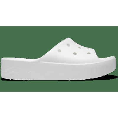 Crocs White Classic Platform Slide Shoes