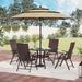 Lark Manor™ Alyah Mix & Match 5-piece Metal Pe Rattan Wicker Folding Outdoor Dining Set w/ Umbrella, Reclining Chairs Metal in Brown | Wayfair