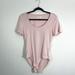 Madewell Tops | Madewell Light Pink Scoop Neck Bodysuit - Short Sleeve - Cotton - Size L | Color: Pink | Size: L