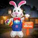 The Holiday Aisle® 8FT Tall Easter Inflatable Decorations Standing Bunny Holding Egg & Paintbrush, Build-in LED Light in Orange/Pink | Wayfair