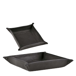 Sonnenleder Ablageschale Leder 26x26cm Taschenleerer Schale Lederschale Stiftschale schwarz Vide Poche Image