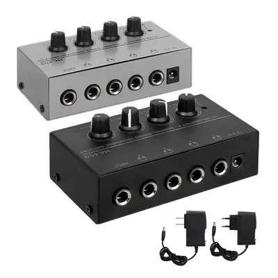 Mini amplificateur audio stéréo HA400 ultra compact 4 canaux adaptateur noir et argent