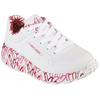 Sneaker SKECHERS "UNO LITE-LOVELY LUV", Kinder, Gr. 36, weiß (weiß, rot), Lederimitat, Textil, kontrastfarbene Details, sportlich, Schuhe, Schnürschuh mit bedruckter Sohle, Größenschablone zum Download