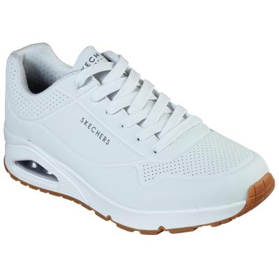 Sneaker SKECHERS "Uno - Stand on Air", Herren, Gr. 43, weiß, Lederimitat, sportlich, Schuhe, Freizeitschuh, Halbschuh, S