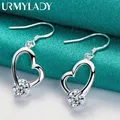 URMYLADY – boucles d'oreilles en forme de cœur en argent Sterling 925 bijoux en Zircon AAA pour