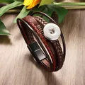 Bracelet en cuir véritable pour hommes et femmes bracelet à bouton-pression bracelet à breloques