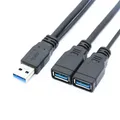 Adaptateur USB 3.0 A 1 mâle à 2 touristes hub de données femelle répartiteur en Y câble