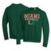 Men's Champion Green Miami Hurricanes Primary Team Logo Stack Baseball Powerblend Pullover Sweatshirt