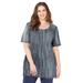 Plus Size Women's Easy Fit Short Sleeve Scoopneck Tee by Catherines in Gunmetal Texture (Size 2X)