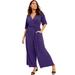 Plus Size Women's Wide-Leg Jumpsuit by June+Vie in Midnight Violet (Size 14/16)