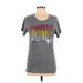 Junk Food Short Sleeve T-Shirt: Scoop Neck Covered Shoulder Gray Marled Tops - Women's Size Medium